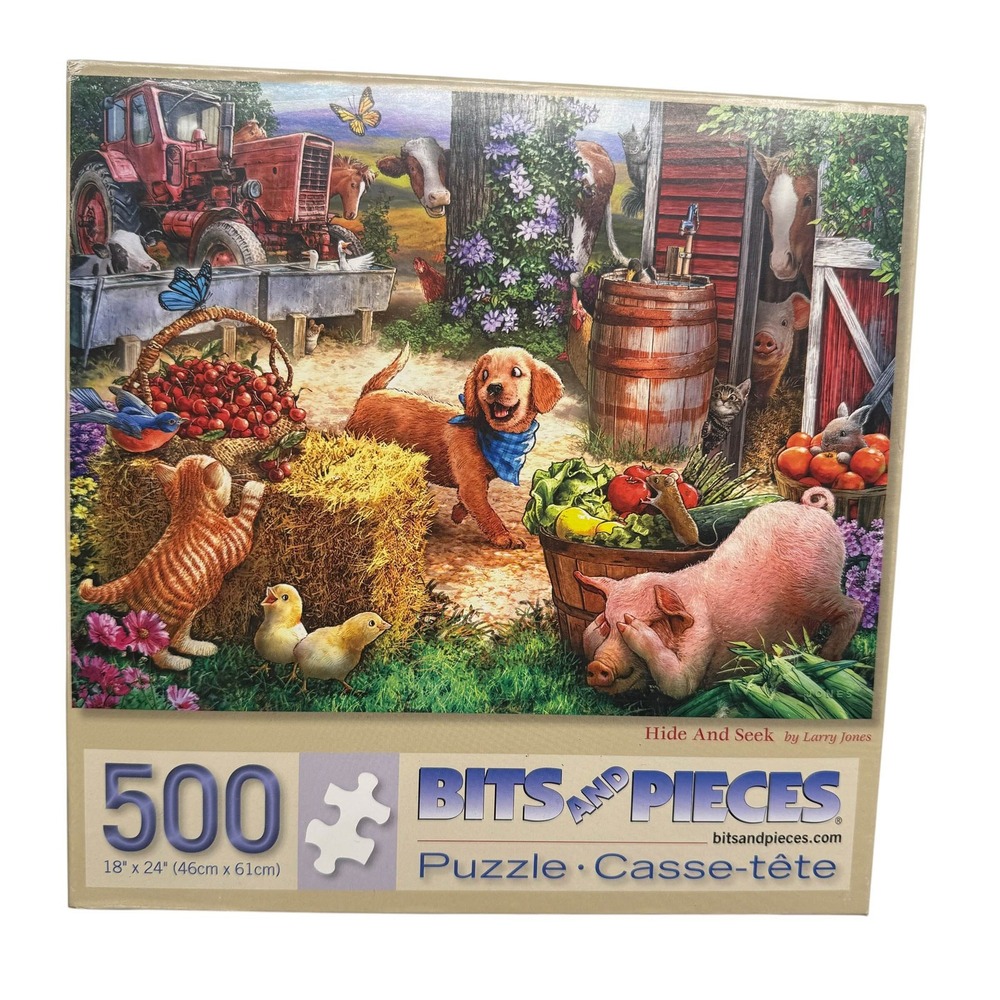 Bits and Pieces 500 Pcs Puzzle‎ Hide And Seek Larry Jones Farm Animals UNCOUNTED
